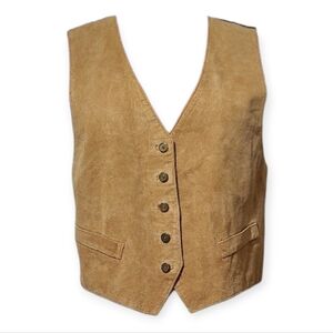 XL  Genuine Suede Vest Real Tan Leather Suede Tan Vest Vintage 90s